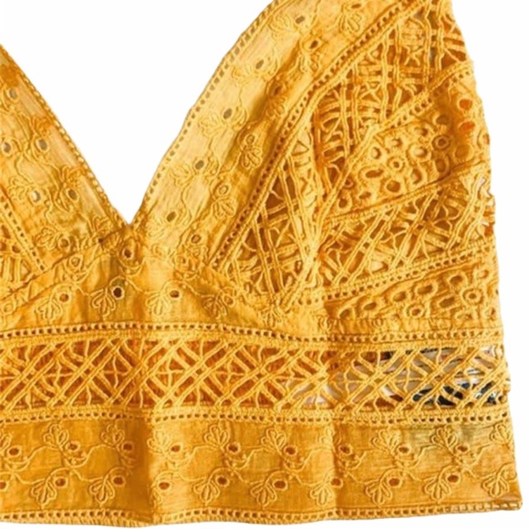 FREE PEOPLE Carina Bralette Eyelet Mango Smocking - Picture 4 of 10